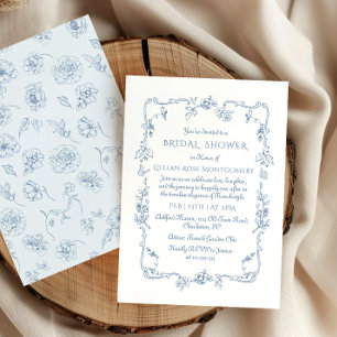 Toile Blommigt Chinoiserie Möhippa Inbjudningar