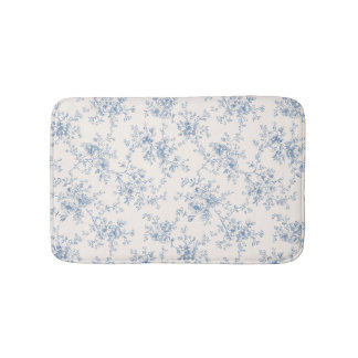 Toile Blomsterbukett Blå Kräm Vintage Botanisk Badrumsmatta