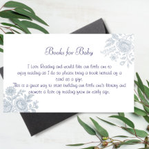Toile Blue Blommigt Bokar for Baby Shower Card