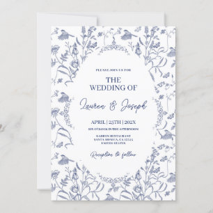 Toile Blue Bröllop Inbjudningar