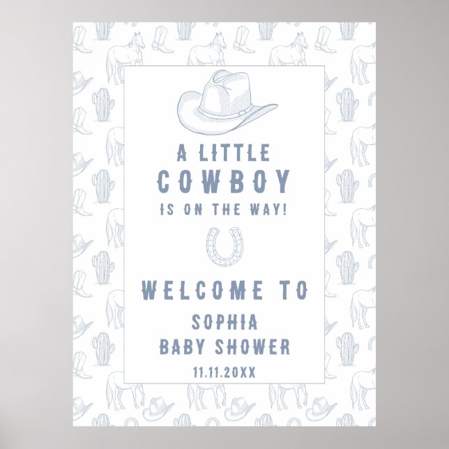Toile Blue Cowboy Välbabydusch Poster (Framsidan)