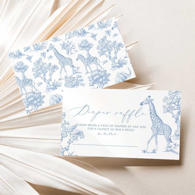 Toile Blue whimsical Safari Diaper raffle biljett Tilläggskort (Skapare uppladdad)