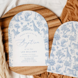 Toile Boy Baptism Safari Chinoiserie-inbjudan Inbjudningar