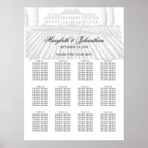 Toile & Calligraphy Bröllop-sätesdiagram Poster