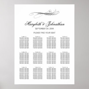 Toile & Calligraphy Bröllop-sätesdiagram Poster