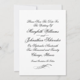 Toile & Calligraphy Bröllop spara datum Card Meddelande