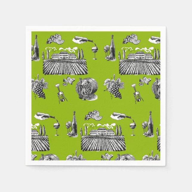 Toile & Calligraphy Editable Bröllop Pappersservett (Framsidan)