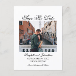 Toile & Calligraphy Save Date Photo Postcard Inbjudan Vykort