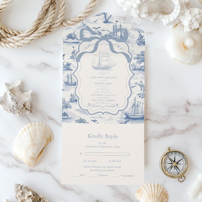 Toile Chic Nautical Bow Bröllop (Skapare uppladdad)