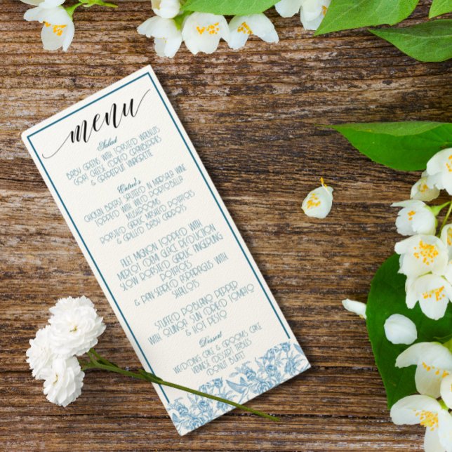 Toile Chinoiserie Fransk Blue Elegant Menu Program (Skapare uppladdad)