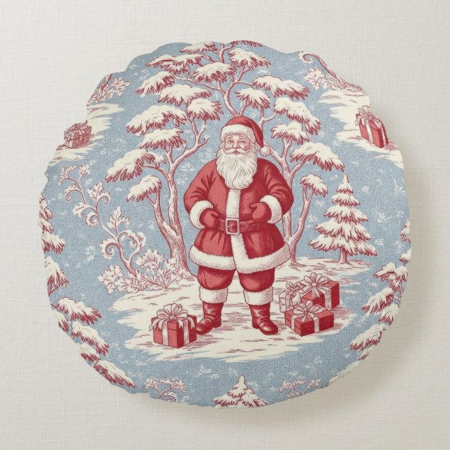 Toile Christmas  Rund Kudde (Framsidan)