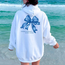 Toile Coquette Fransk Blue Bow Bachelorette Hoodie