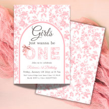 Toile Coquette Rosa Bow Girl Första födelsedagen