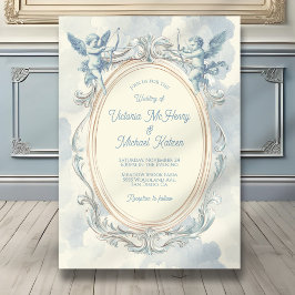 Toile Cupid Ornate Bröllop Ram Inbjudningar