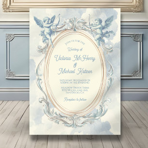 Toile Cupid Ornate Bröllop Ram Inbjudningar