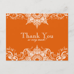 Toile Damask Tackkort-vykort - Tangerine Vykort
