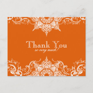 Toile Damask Tackkort-vykort - Tangerine Vykort
