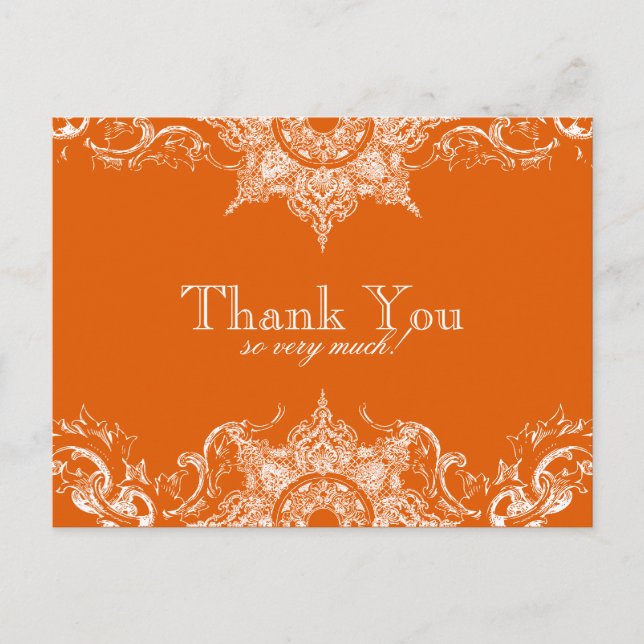 Toile Damask Tackkort-vykort - Tangerine Vykort (Framsida)