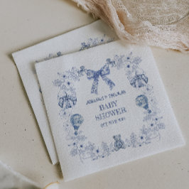 Toile dammig blå Retro Björn leksaker Baby Shower Pappersservett