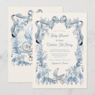 Toile De Joey Blommigt Bow Baby Shower Inbjudningar