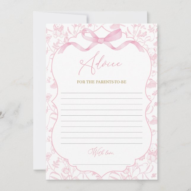 Toile De Jouy Advice Baby Shower-spel Inbjudningar (Framsida)