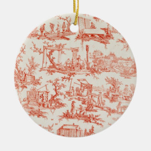 Toile de Jouy, att illustrera bearbetar av manuf Julgransprydnad Keramik