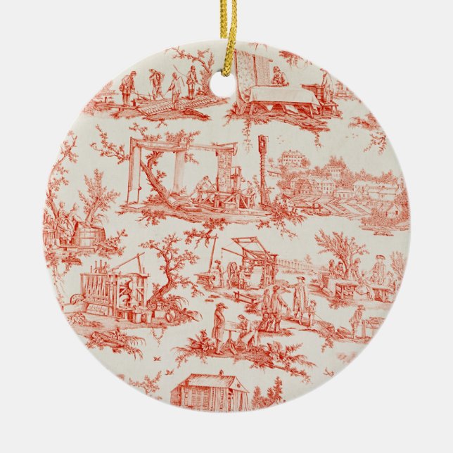 Toile de Jouy, att illustrera bearbetar av manuf Julgransprydnad Keramik (Framsidan)