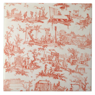 Toile de Jouy, att illustrera bearbetar av manuf Kakelplatta