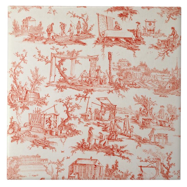 Toile de Jouy, att illustrera bearbetar av manuf Kakelplatta (Framsidan)