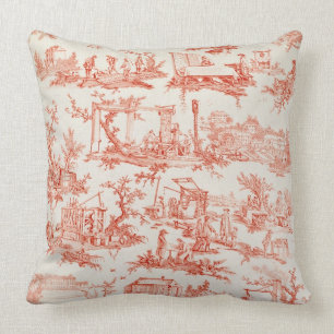 Toile de Jouy, att illustrera bearbetar av manuf Kudde