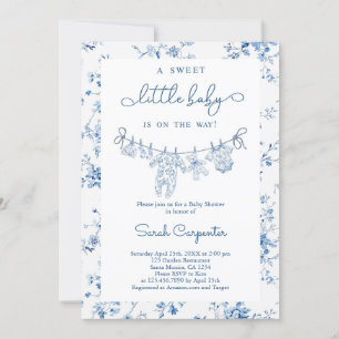 Toile De Jouy Baby Shower Boy Inbjudningar