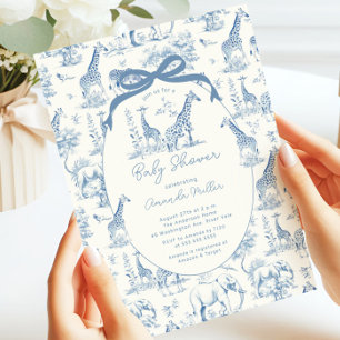 Toile De Jouy Baby Shower Inbjudningar