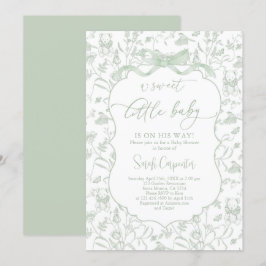 Toile De Jouy Baby Shower med Bow-inbjudan Inbjudningar