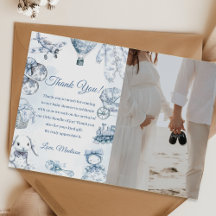 Toile De Jouy Baby Shower Party Tacksamhetskort