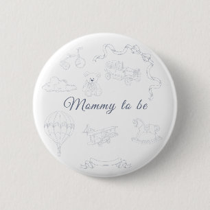 Toile de Jouy Barnrums Baby Shower Blivande Mamma Knapp