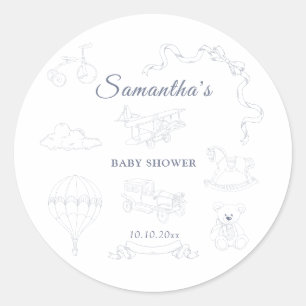Toile de Jouy Barnrums Baby Shower Runt Klistermärke