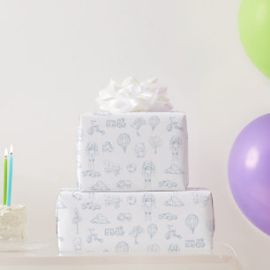 Toile de Jouy Barnrums Pojke Baby Shower  Presentpapper