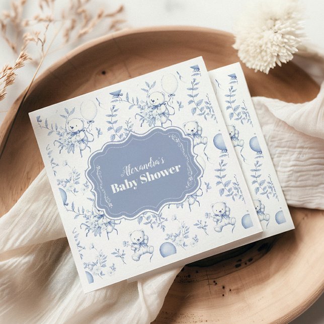Toile De Jouy Bear Baby Shower Pappersservett (Skapare uppladdad)