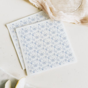 Toile De Jouy Bear Blue Baby Shower Pappersservett