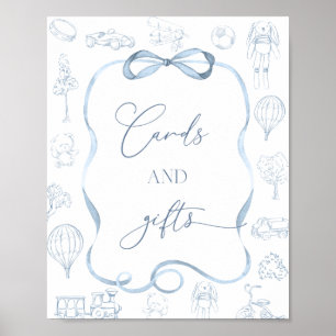 Toile de Jouy Blå Barnkorts- och Presentartiklar Poster