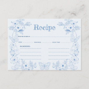 Toile De Jouy Blå Blommig Bröllopsfest Recept Tilläggskort