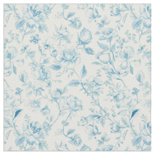 Toile de jouy Blå Chinoiseries Peonies Blommig Tyg