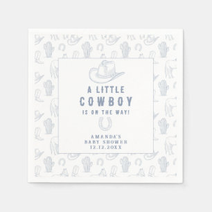 Toile de Jouy Blå Cowboy Western Baby Shower Pappersservett