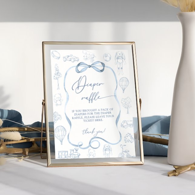 Toile de Jouy Blå Pojke Blöja Lotteri Poster (Skapare uppladdad)