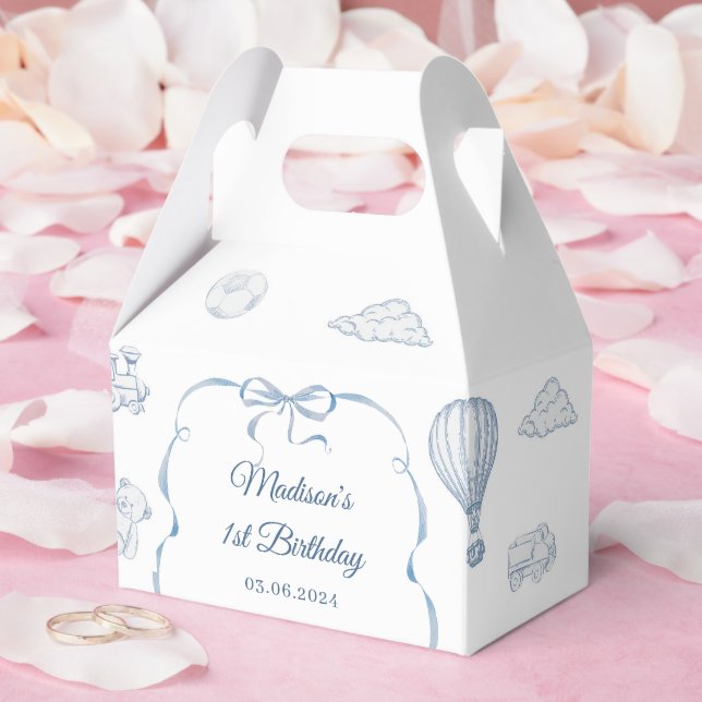 Toile De Jouy Blå Slinga Födelsedagsfest Presentaskar (Bröllop)