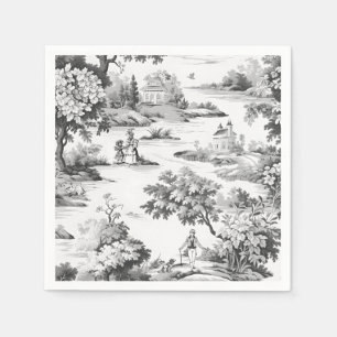 Toile de jouy, black and white,porcelain pappersservett