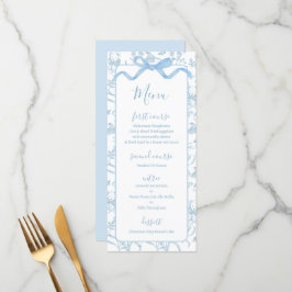 Toile de jouy Blue Baby Shower Boy Menu Card Meny