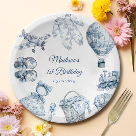 Toile De Jouy Blue Birthday Party
