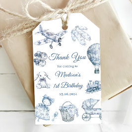 Toile De Jouy Blue Birthday Party Presentetikett