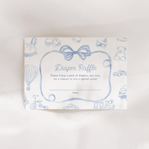 Toile de Jouy Blue Bow Chinoiserie Diaper Raffle Tilläggskort